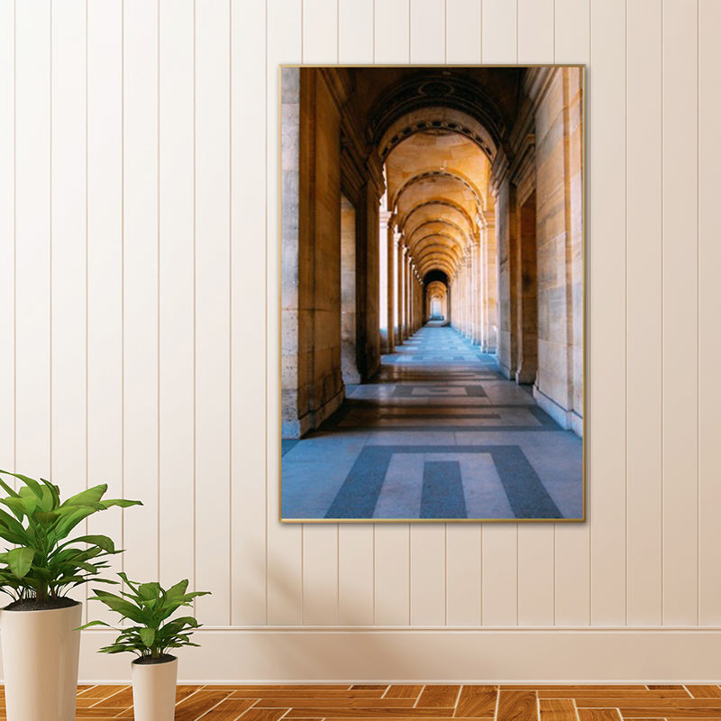 Yellow Arch Hallway Wall Decor Architecture Modern Style Textured Canvas Art for Home