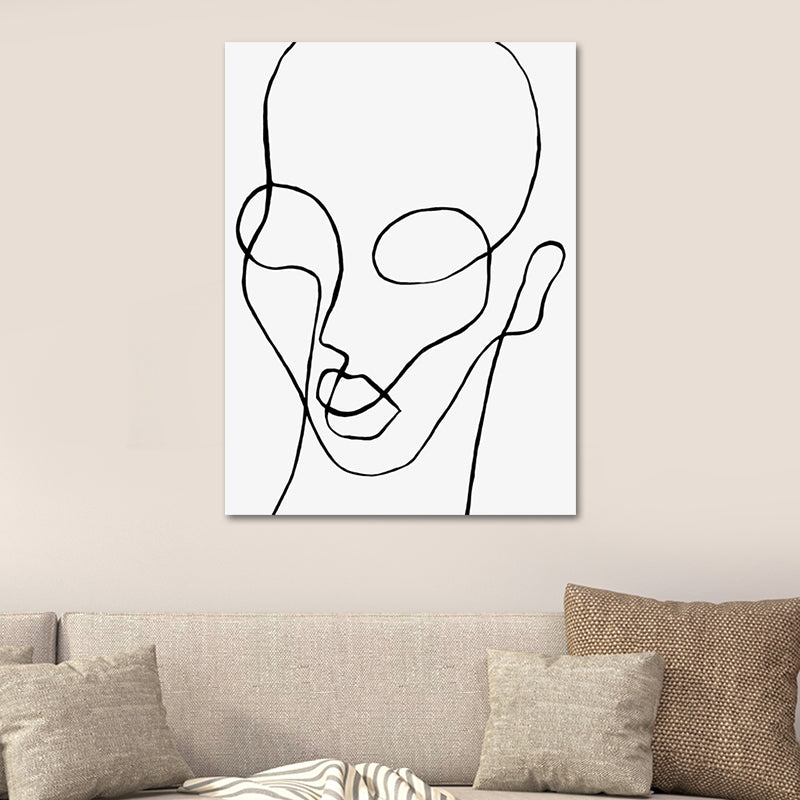 White Scandinavian Style Canvas Head Portrait Wall Art Print for Kitchen Backsplash