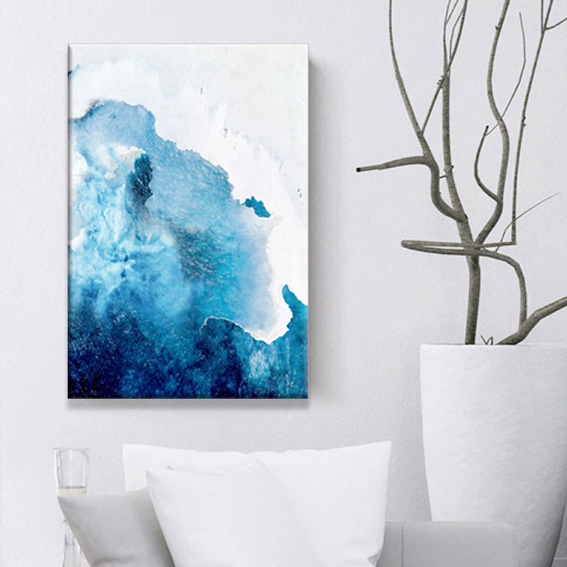 Blue Abstract Painting Canvas Print Textured Contemporary Sitting Room Wall Art Decor