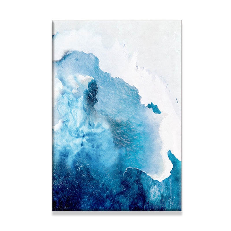 Blue Abstract Painting Canvas Print Textured Contemporary Sitting Room Wall Art Decor