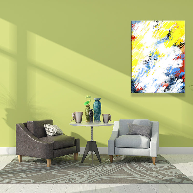 Textured Abstract Wall Art Modernist Canvas Painting for Living Room, Multicolored