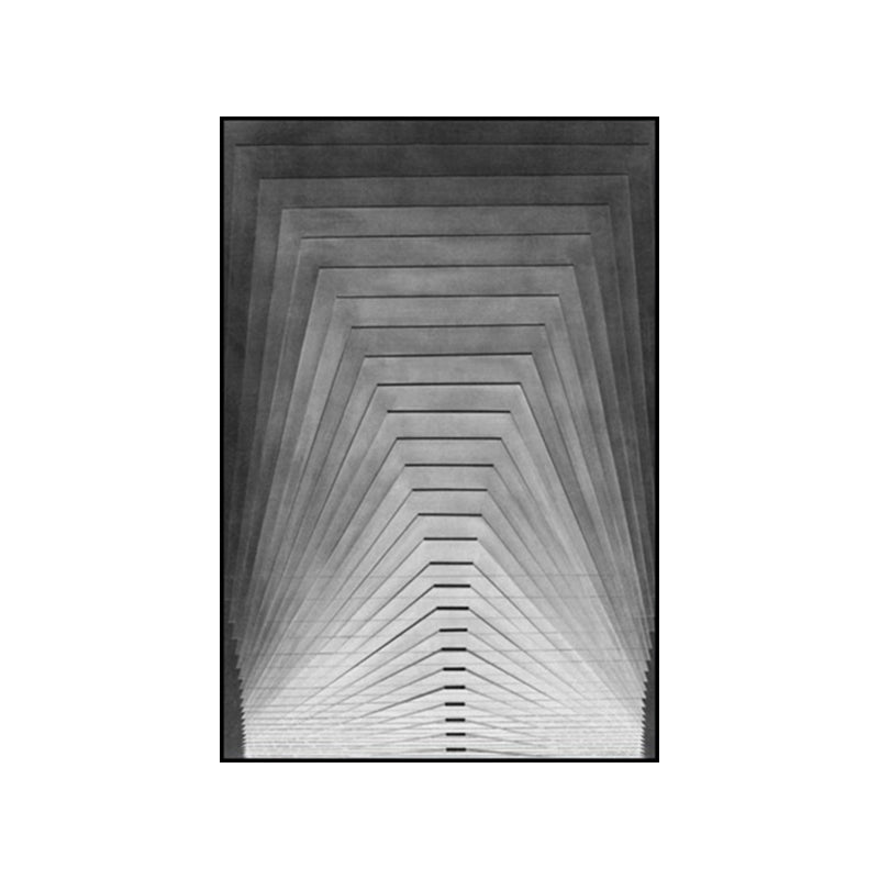 Modern Tapered Pattern Canvas Print Grey Geometric Wall Art Decor for Sitting Room