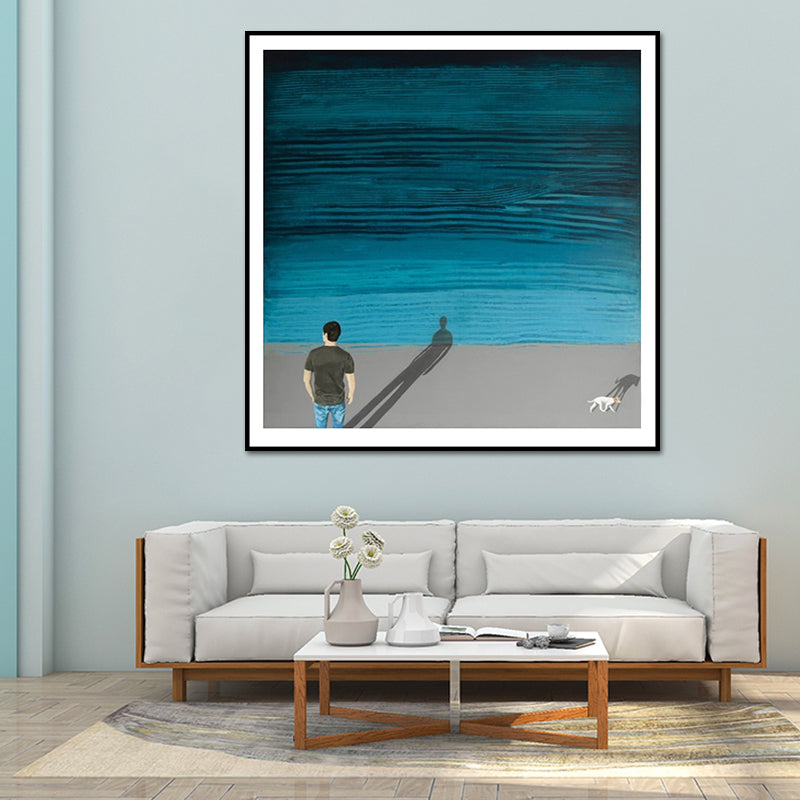 Sea and Solitude Wall Art Print Nordic Canvas Textured Wall Decoration for Bedroom