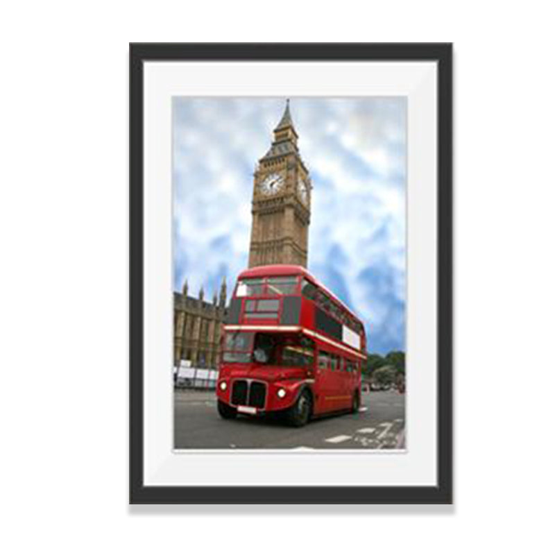 Urban London Street View Canvas Art Pastel Color Decker Bus and Architecture Print Wall Decor