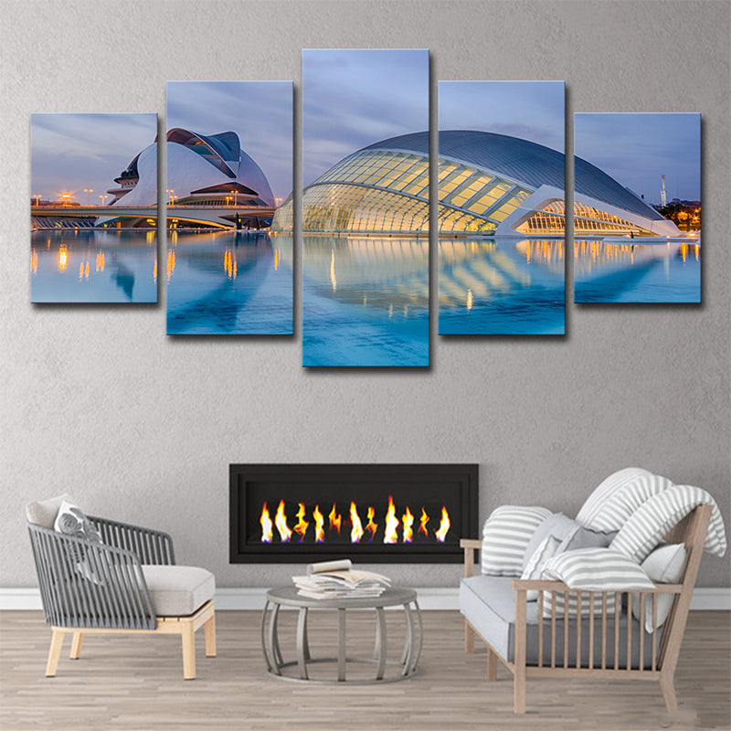 Global Inspired Wall Art Blue Sydney Opera House at Early Night View Wall Decoration