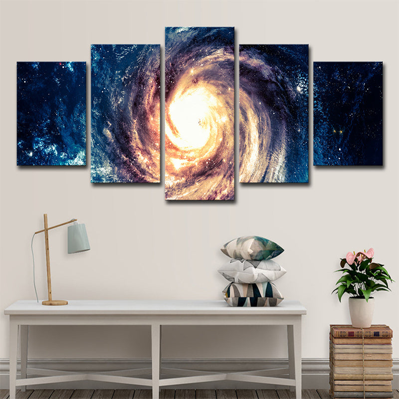Blue Spiral Galaxy Canvas Print Universe Kids Multi-Piece Wall Art for Bedroom