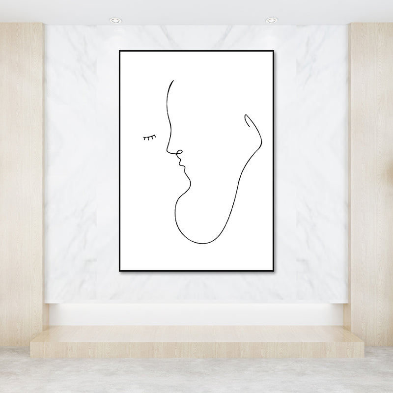 Scandinavian Style Novelty Figure Art in White Textured Wall Decor for Living Room
