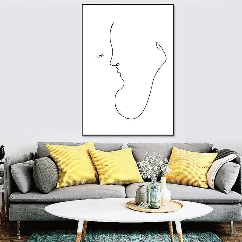 Scandinavian Style Novelty Figure Art in White Textured Wall Decor for Living Room