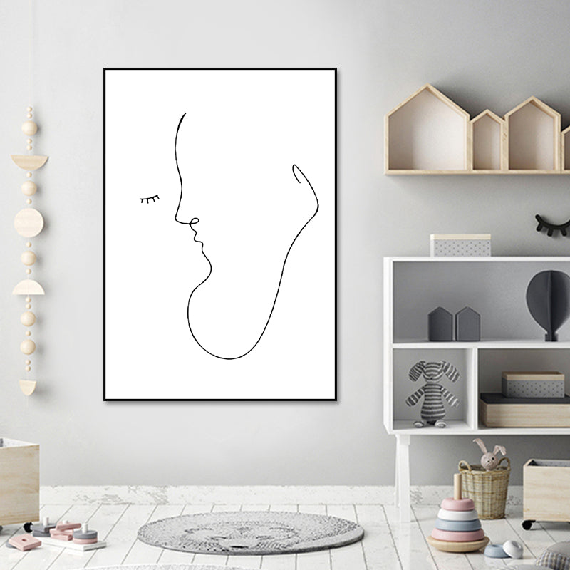 Scandinavian Style Novelty Figure Art in White Textured Wall Decor for Living Room