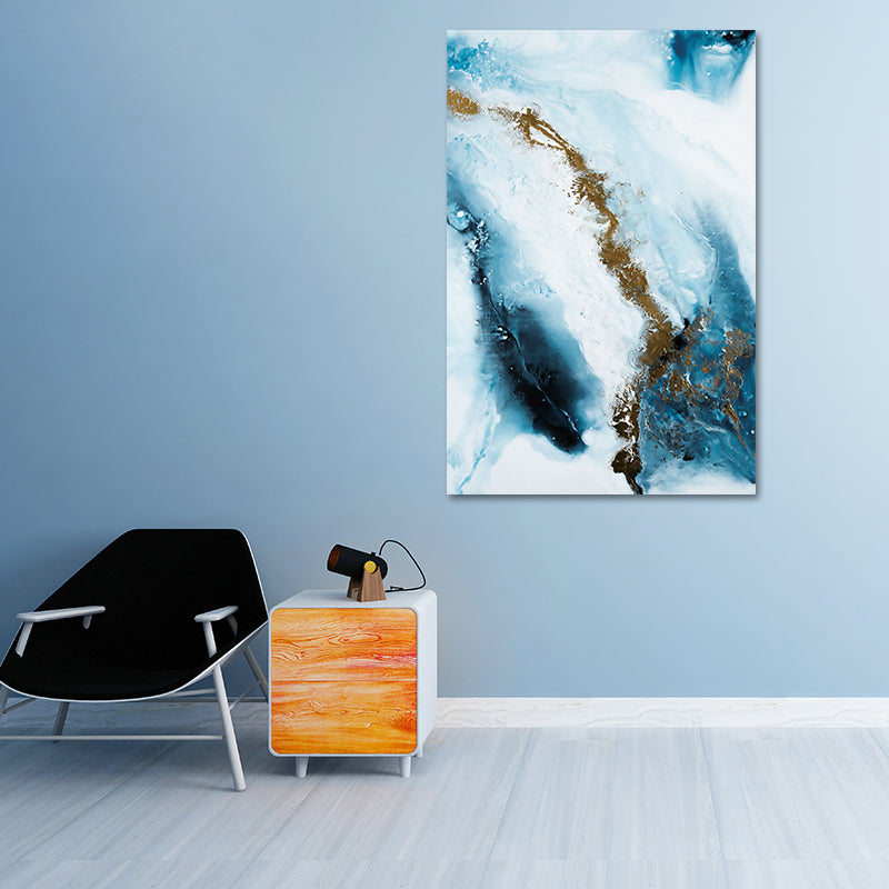 Dark Color Abstract Print Canvas Wall Art Textured Surface Painting for Sitting Room