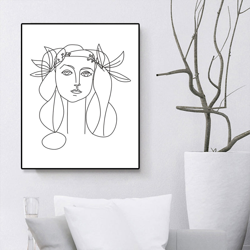 Canvas Textured Painting Nordic Style Pencil Girl's Portraiture Wall Art, Multiple Sizes