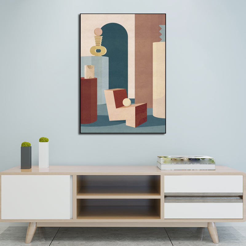 Modern Style Teenagers Painting Building in Pastel Color Wall Art Decor, Multiple Sizes