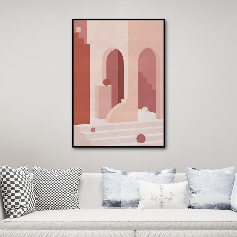 Modern Style Teenagers Painting Building in Pastel Color Wall Art Decor, Multiple Sizes