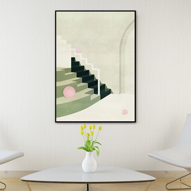 Contemporary House Interior Painting in Soft Color Textured Wall Art for Guest Room