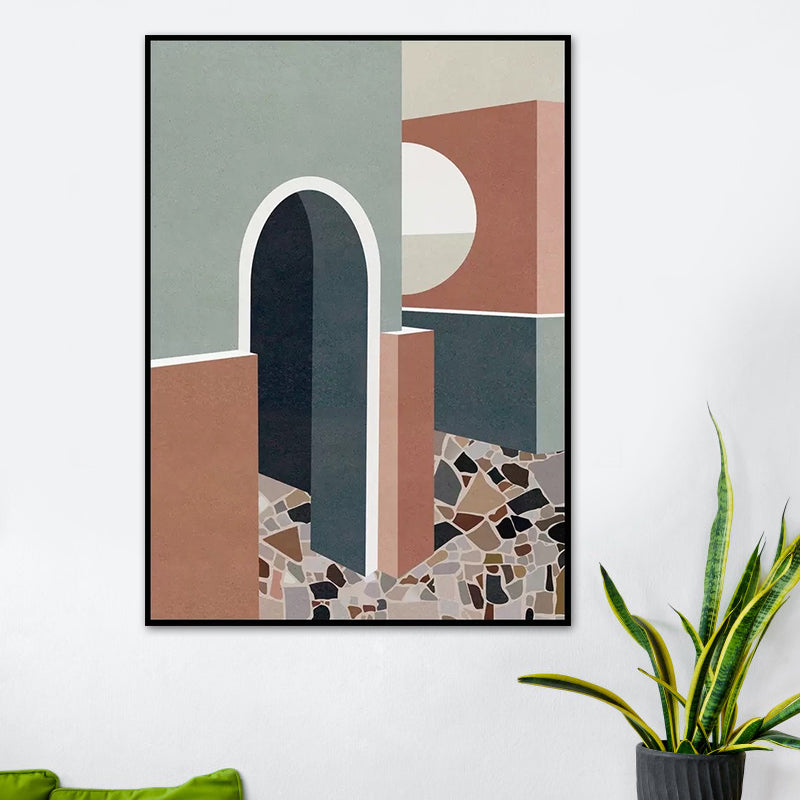 Contemporary House Interior Painting in Soft Color Textured Wall Art for Guest Room