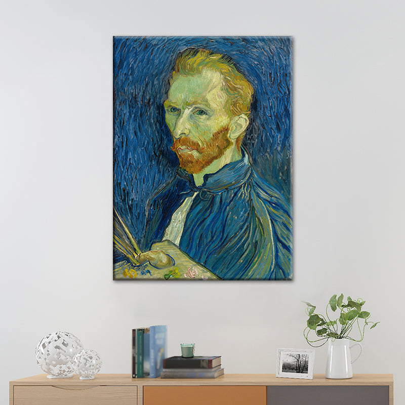 Van Gogh Self Portrait Painting Retro Style Textured Wall Art Decor for Living Room