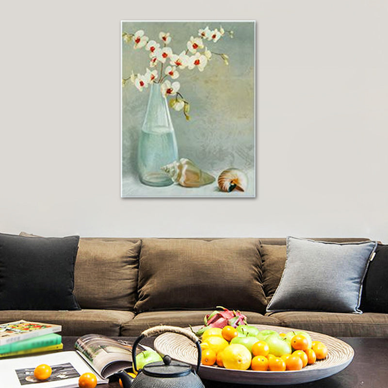 Modern Flower Vase Canvas Art Green Still Life Painting Wall Decoration for Home