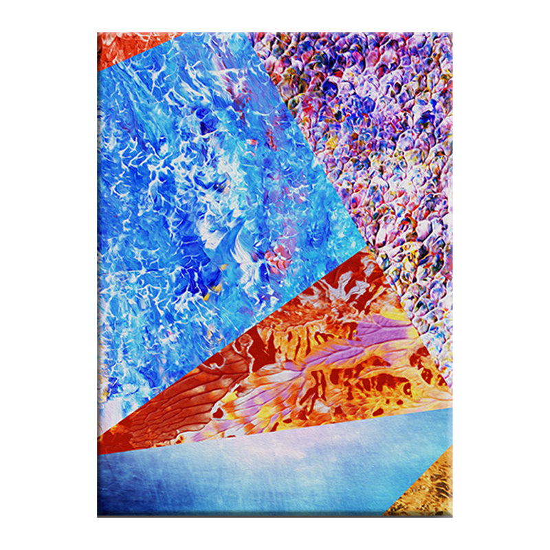 Modern Abstract Color-Block Painting Canvas Textured Blue Wall Art Print for Room