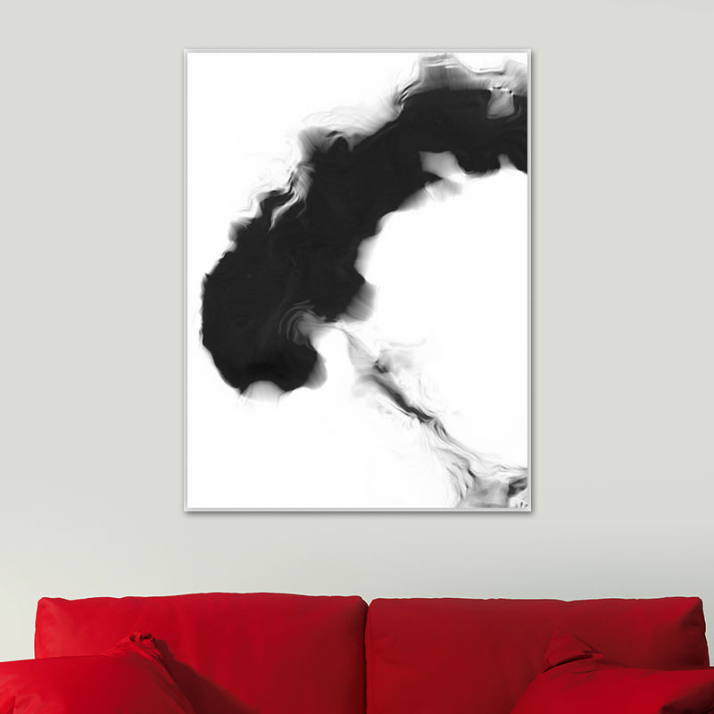 Textured Black Canvas Print Minimalism Smoke Painting Wall Art Decor for Family Room