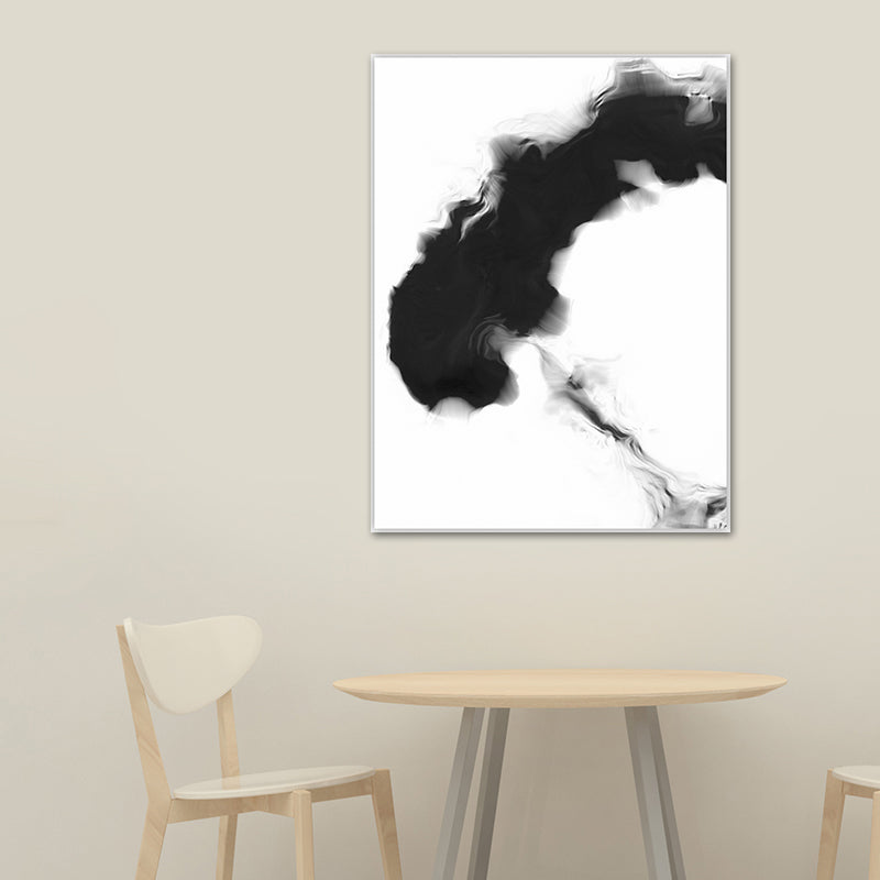 Textured Black Canvas Print Minimalism Smoke Painting Wall Art Decor for Family Room