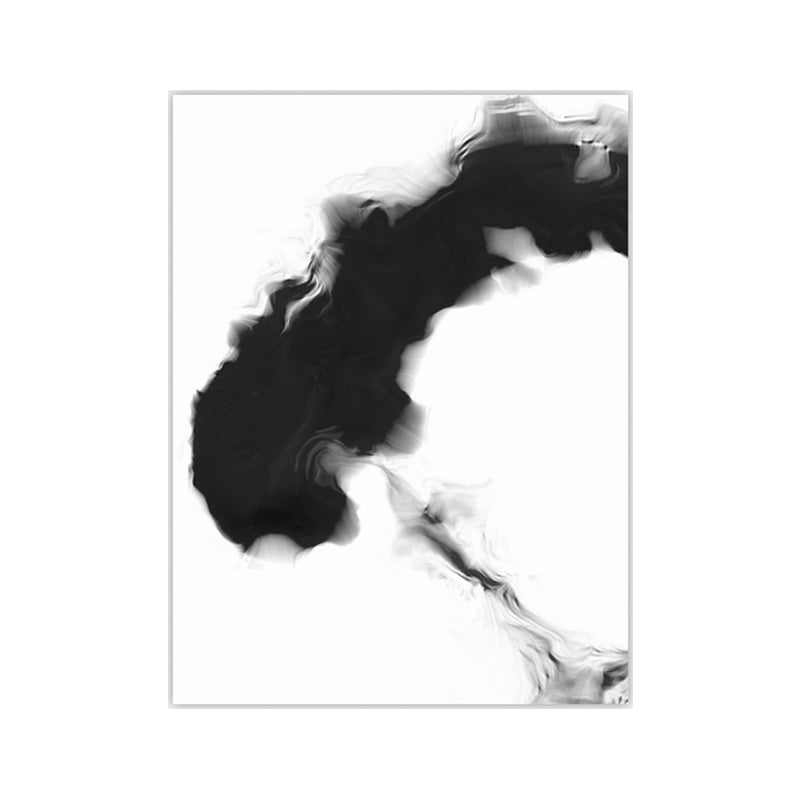 Textured Black Canvas Print Minimalism Smoke Painting Wall Art Decor for Family Room