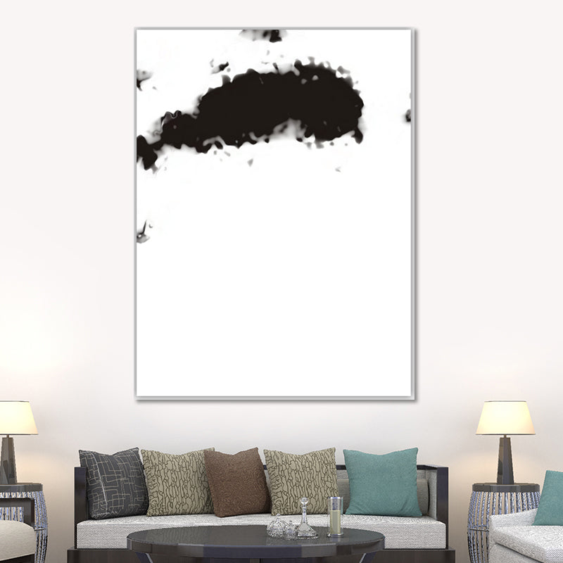 Textured Black Canvas Print Minimalism Smoke Painting Wall Art Decor for Family Room