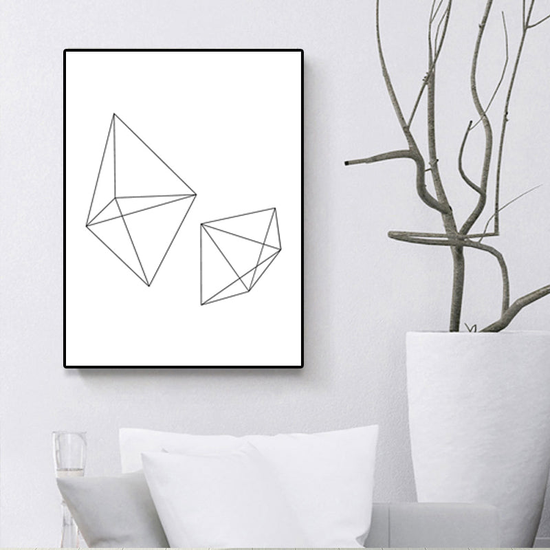 White Various Geometry Pattern Art Textured Painting for Bedroom, Multiple Sizes Available