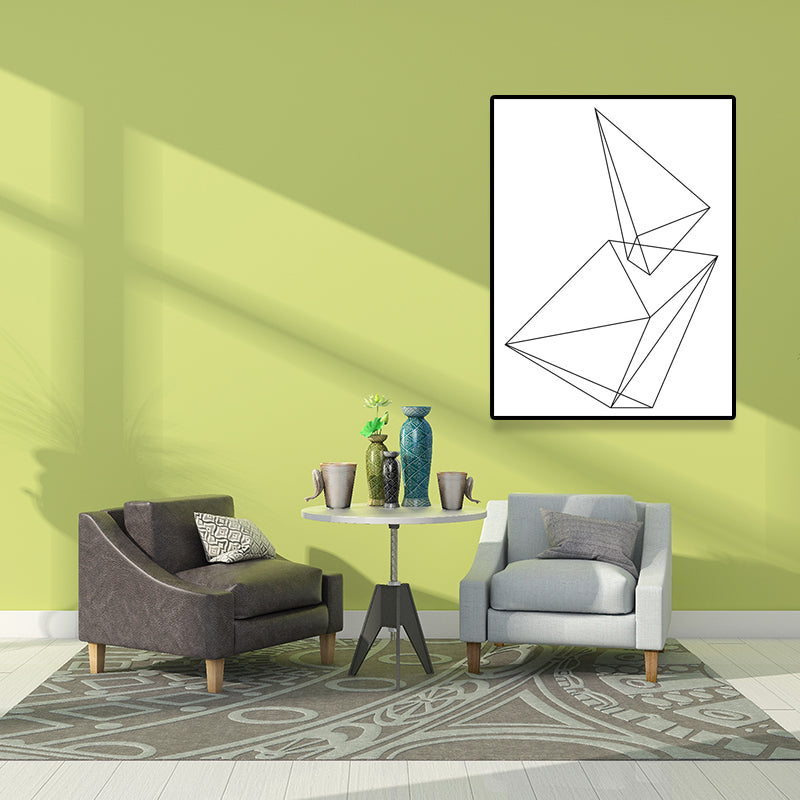 White Various Geometry Pattern Art Textured Painting for Bedroom, Multiple Sizes Available