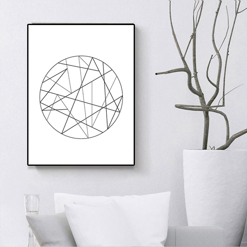 White Various Geometry Pattern Art Textured Painting for Bedroom, Multiple Sizes Available