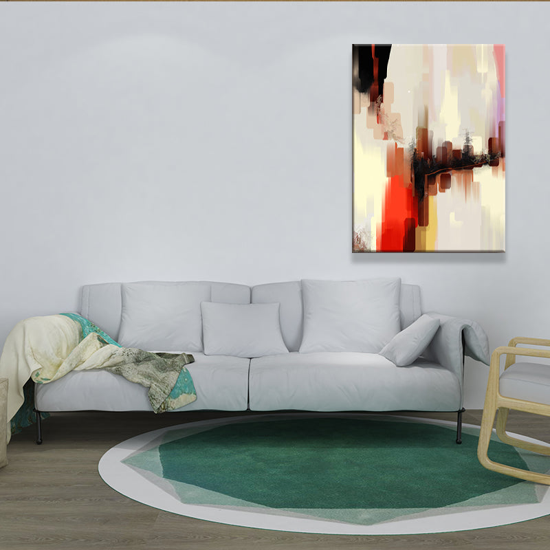 Brown Architecture Canvas Wall Art Abstract Modern Textured Painting for Bedroom