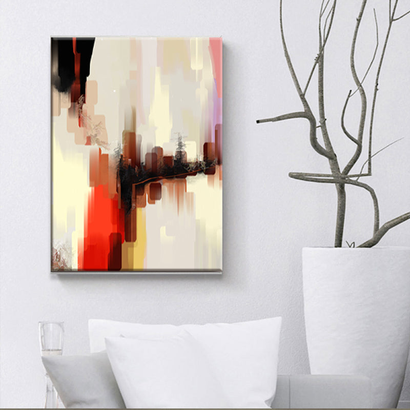 Brown Architecture Canvas Wall Art Abstract Modern Textured Painting for Bedroom