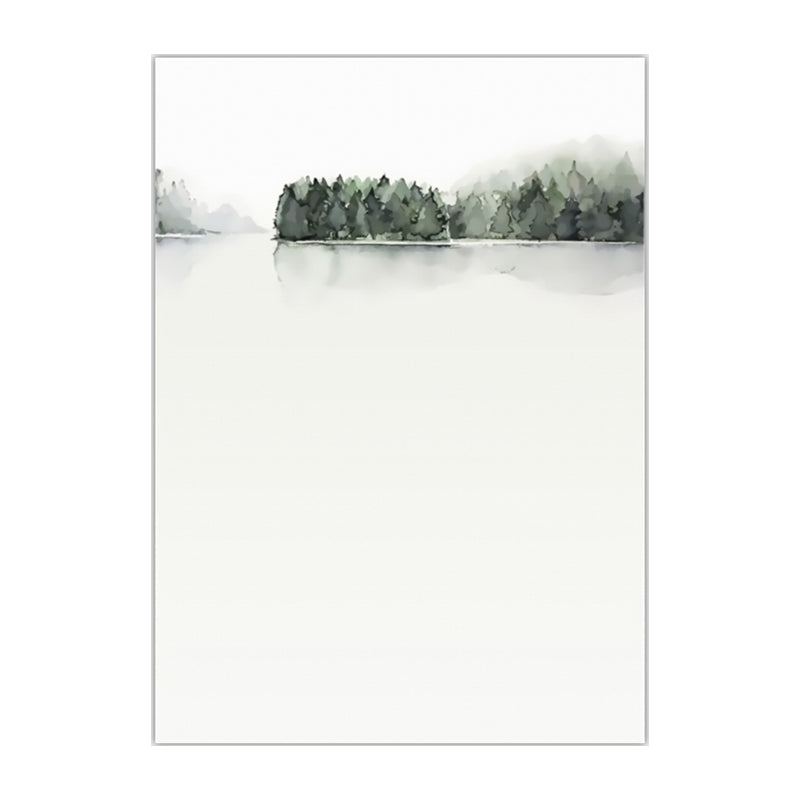 Riverside Forest Painting Canvas Textured Minimalistic Living Room Wall Art Decor in Grey