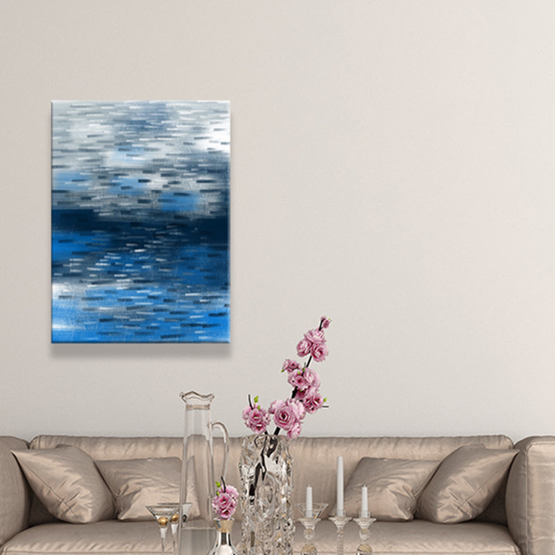 Beautiful Abstract Artwork Painting for House Interior Brush Stroke Wall Decor in Blue