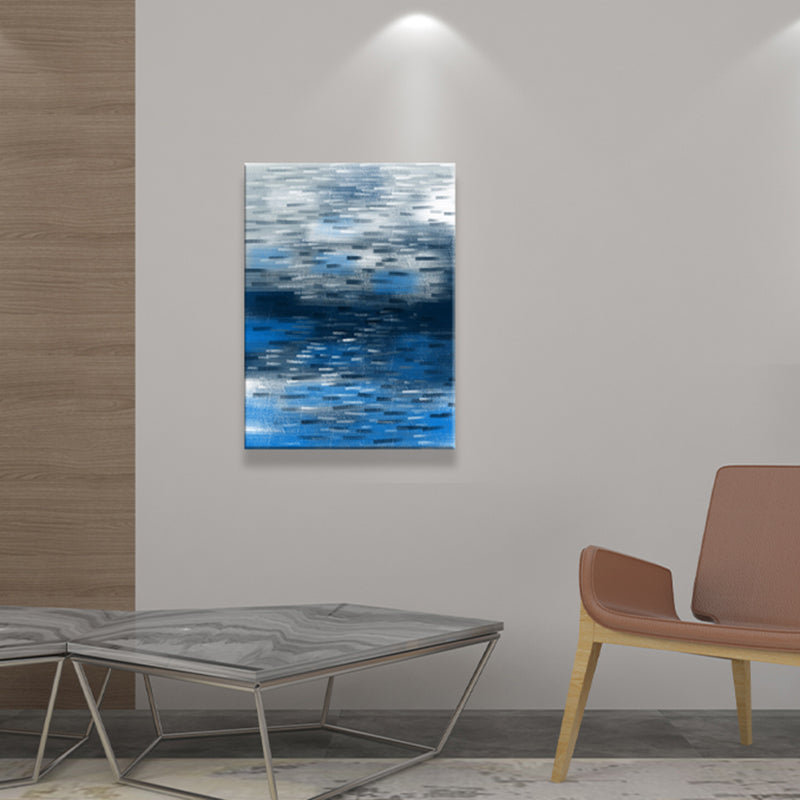 Beautiful Abstract Artwork Painting for House Interior Brush Stroke Wall Decor in Blue