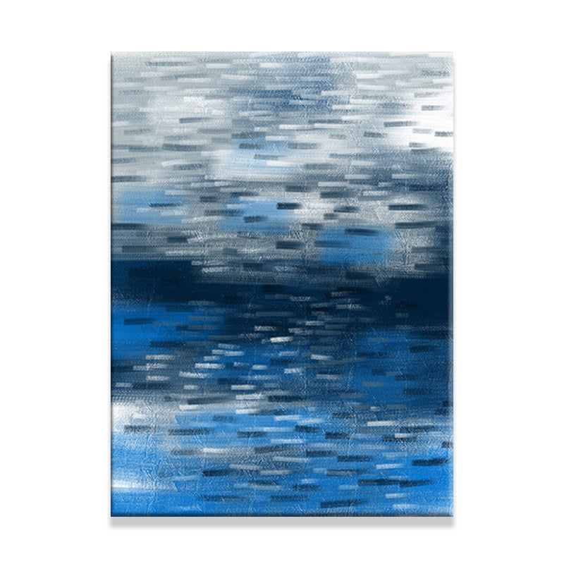 Beautiful Abstract Artwork Painting for House Interior Brush Stroke Wall Decor in Blue