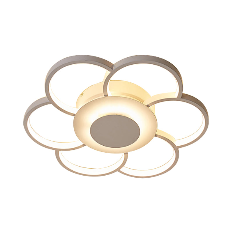 Floral Bedroom LED Flush Mount Light Acrylic 19.5"/25.5" Wide Simple Ceiling Light Fixture in Warm/White/Natural Light