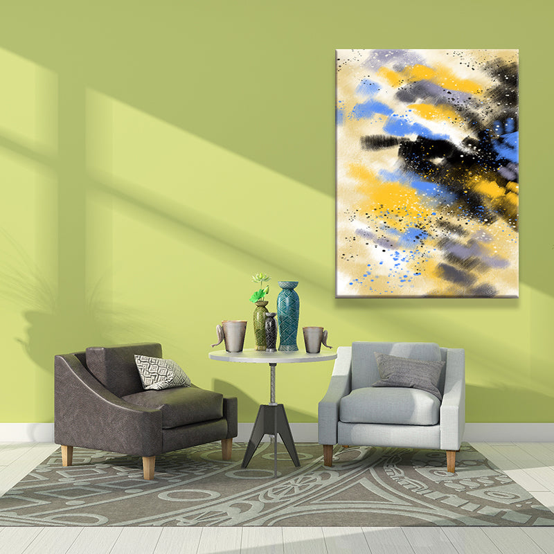 Modernist Canvas Print Yellow Abstract Oil Painting Wall Art for Family Room