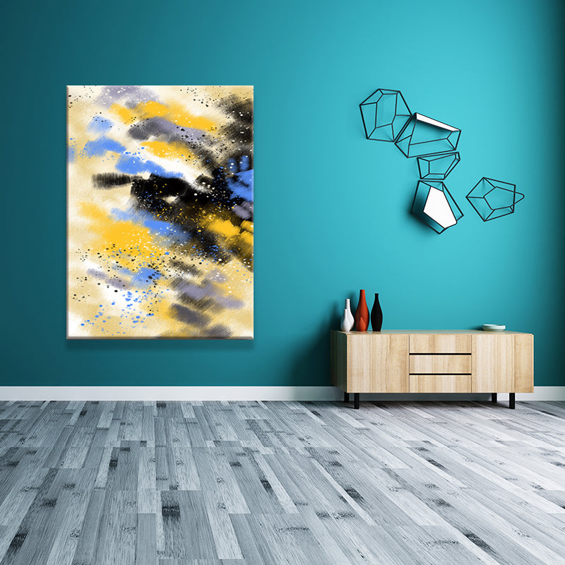 Modernist Canvas Print Yellow Abstract Oil Painting Wall Art for Family Room