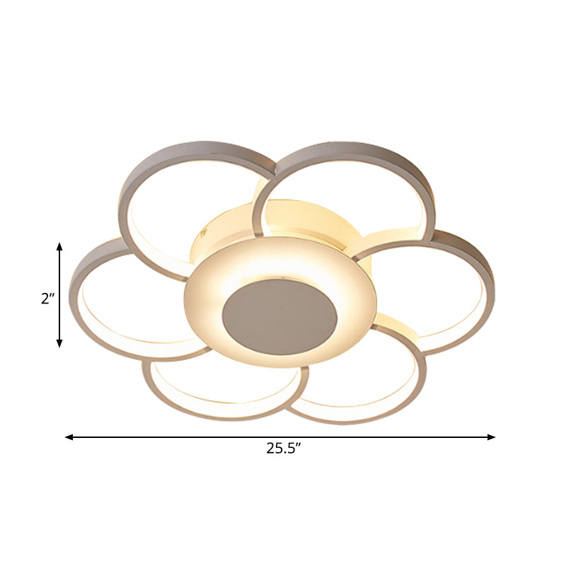 Floral Bedroom LED Flush Mount Light Acrylic 19.5"/25.5" Wide Simple Ceiling Light Fixture in Warm/White/Natural Light