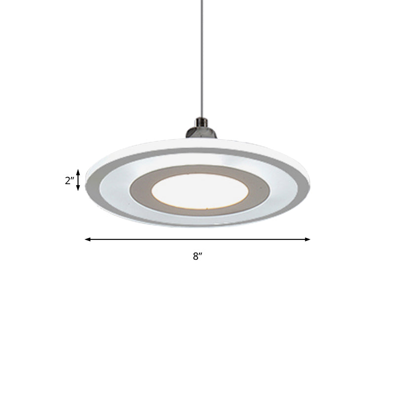 Contemporary LED Drop Pendant with Acrylic Shade White Circle Hanging Ceiling Lamp in Warm/White/Inner Warm Outer White Light