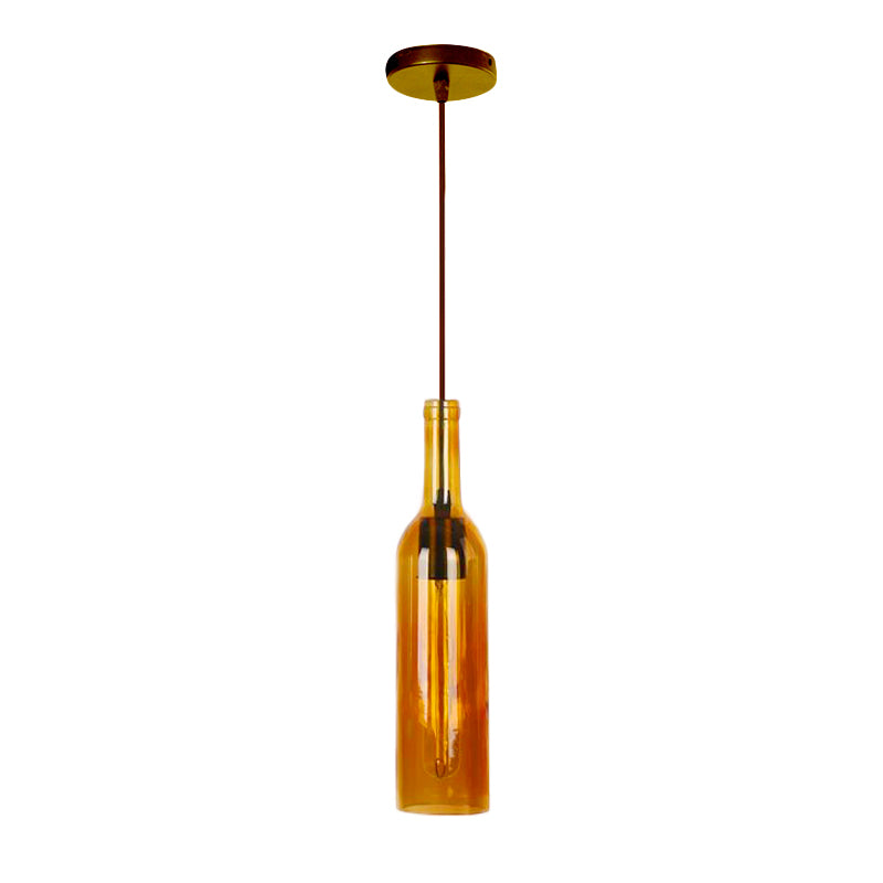 Rouge / jaune 1 tête suspendue luminaire de style vintage de style vintage Verage Vin Bottle suspension lampe pour salle à manger