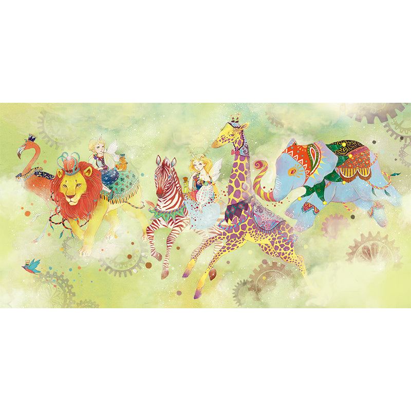 Delightful Cartoon Animals Wall Mural for Kids Room Spring Wall Decor, Customised