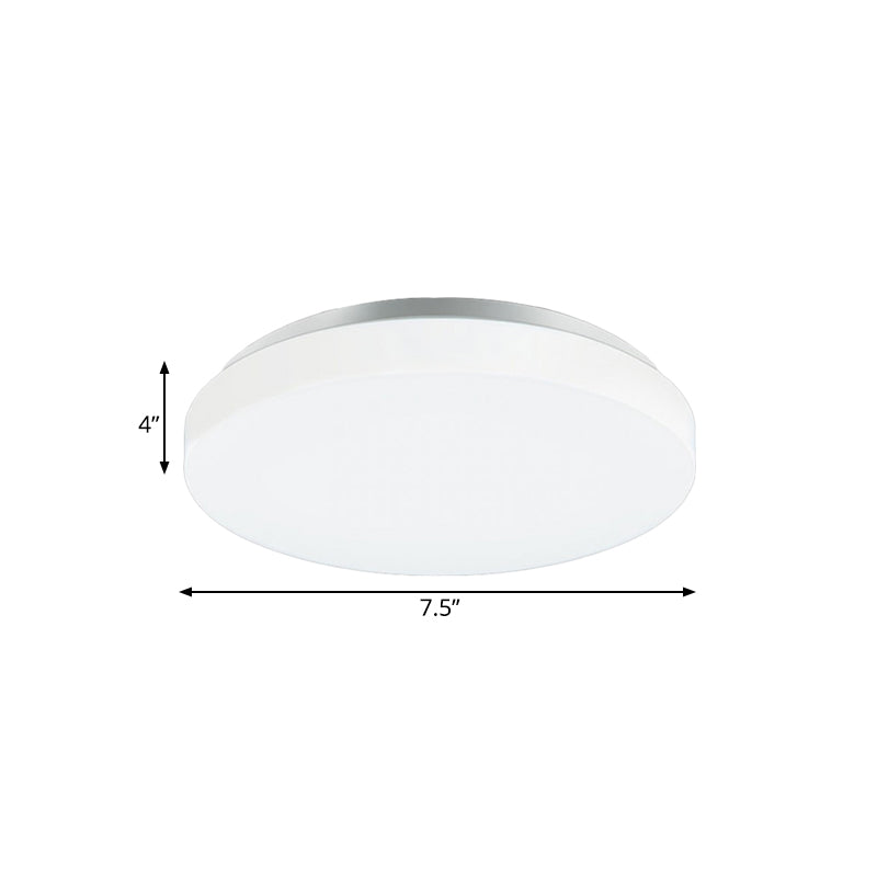 Simple Round Massimale Montato Fixture con Acrilico Shade Metal White LED 7,5 "/9" /12 " Dia Flush Massimale Light per Bedroom