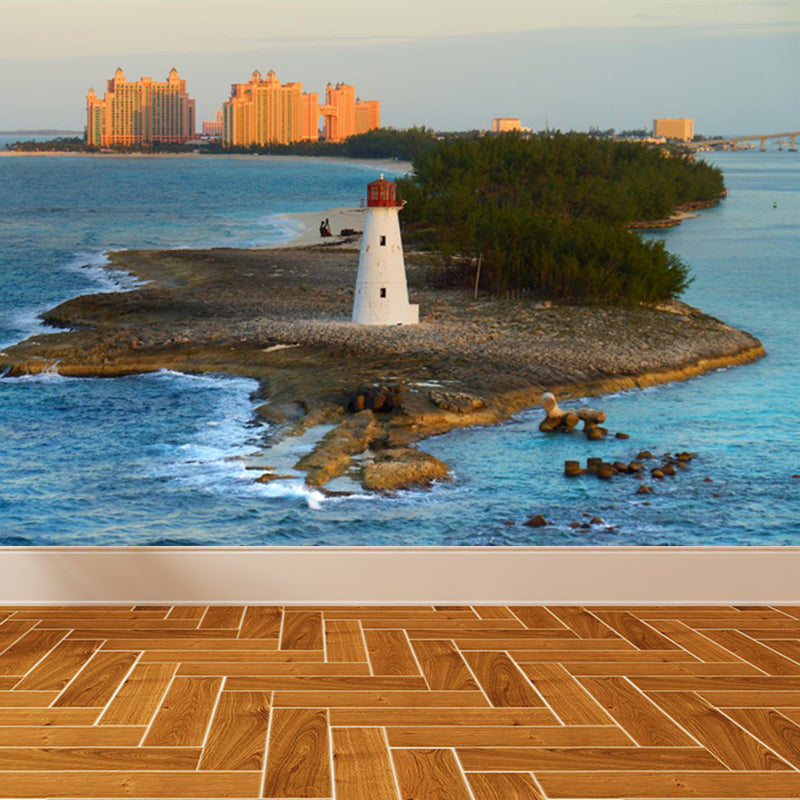 Extra Large Lighthouse Wall Mural Blue Non-Woven Wall Art for Interior Decor, Personalised
