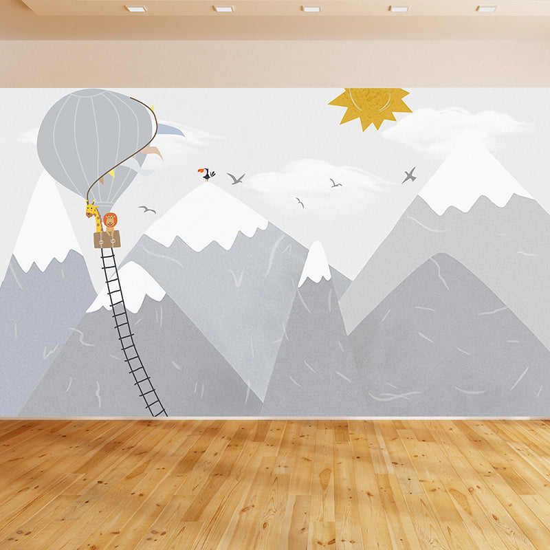 Waterproof Balloon and Mountain Mural Children's Art Non-Woven Wall Decor, Custom