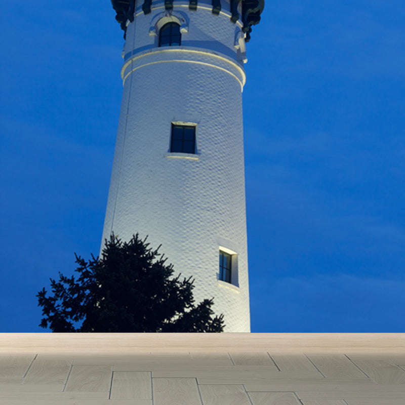 Whole Lighthouse Scene Mural Wallpaper for Wall Decor Coastal Girls Room Wall Art