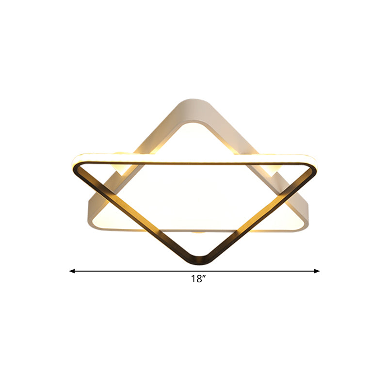 18"/23.5" Width LED Bedroom Ceiling Light Fixture Modern Gold Flush Mount Lamp with Double Triangle Acrylic Shade, Warm/White Light