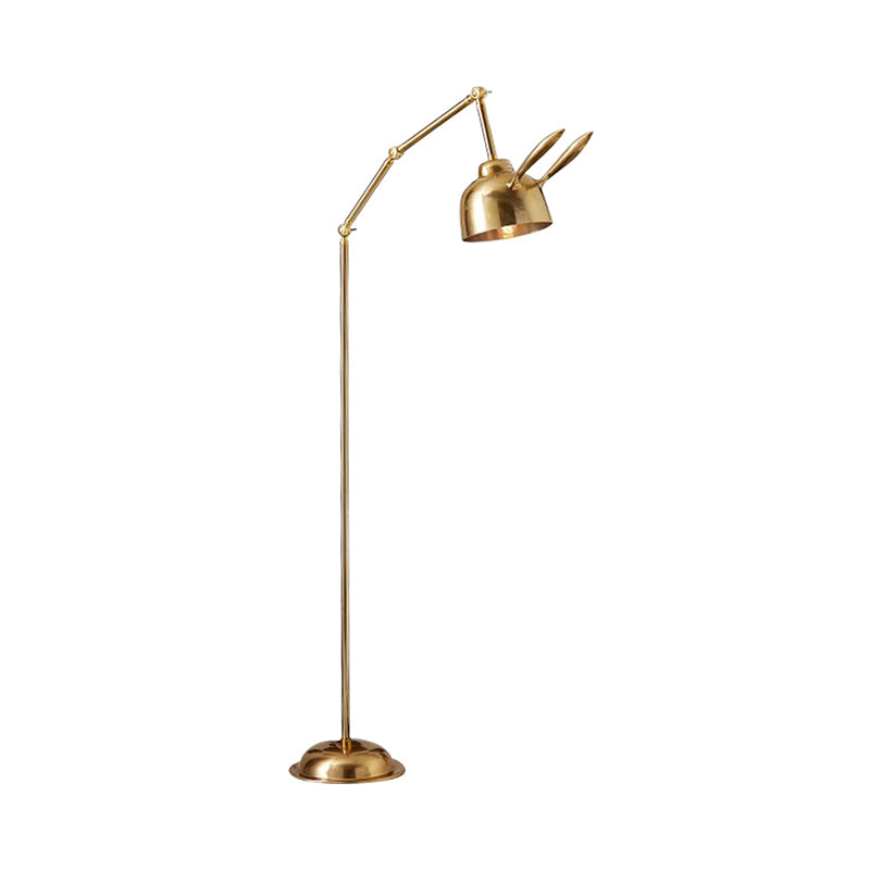 Rabbit Shape Floor Reading Light Nordic Style Metal 1-Bulb Gold Standing Lamp for Bedside