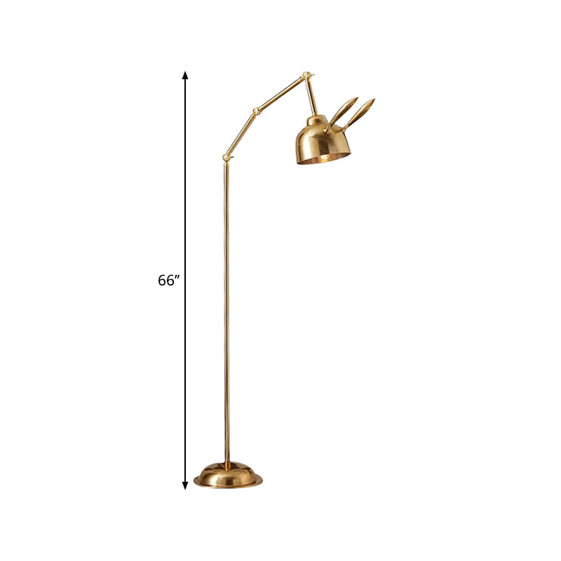 Konijnvorm Vloeg Licht Licht Licht Nordic Style Metal 1-Bulb Goud staande lamp voor het bed