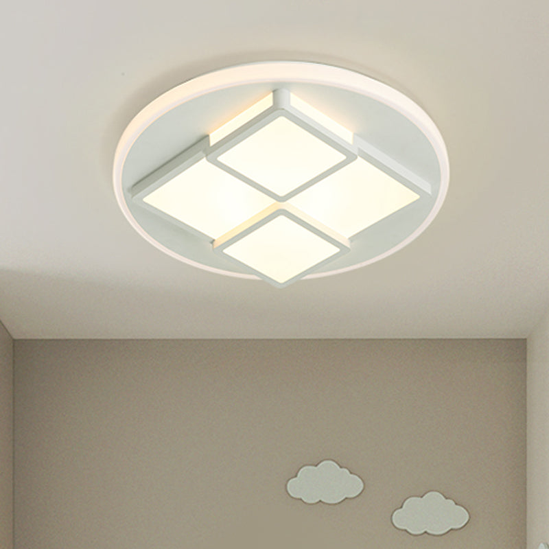 Vierkante acrylspoeling Licht Licht Nordic Pink/White Led Flush Mount Lighting voor slaapkamer